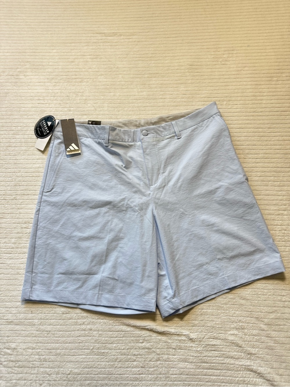 adidas Men's Pale Blue Flat-Front Golf Shorts